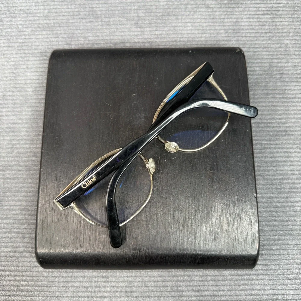 Chloe‎ CE2131 752 Cat Eye Y2K Eyeglasses Black Gold Metal Frame Italy 53-17-140